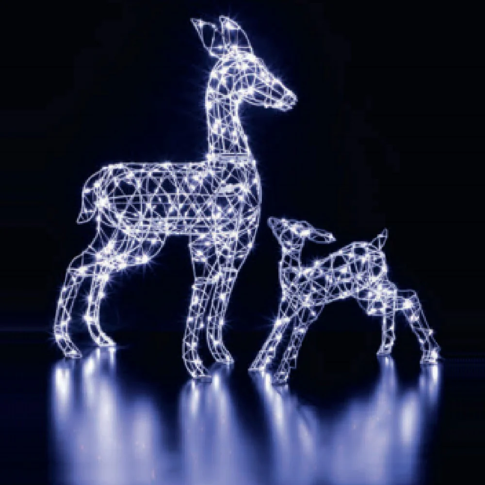 NOMA 90cm White Flexi Richmond Deer and Fawn with 350 White LEDs