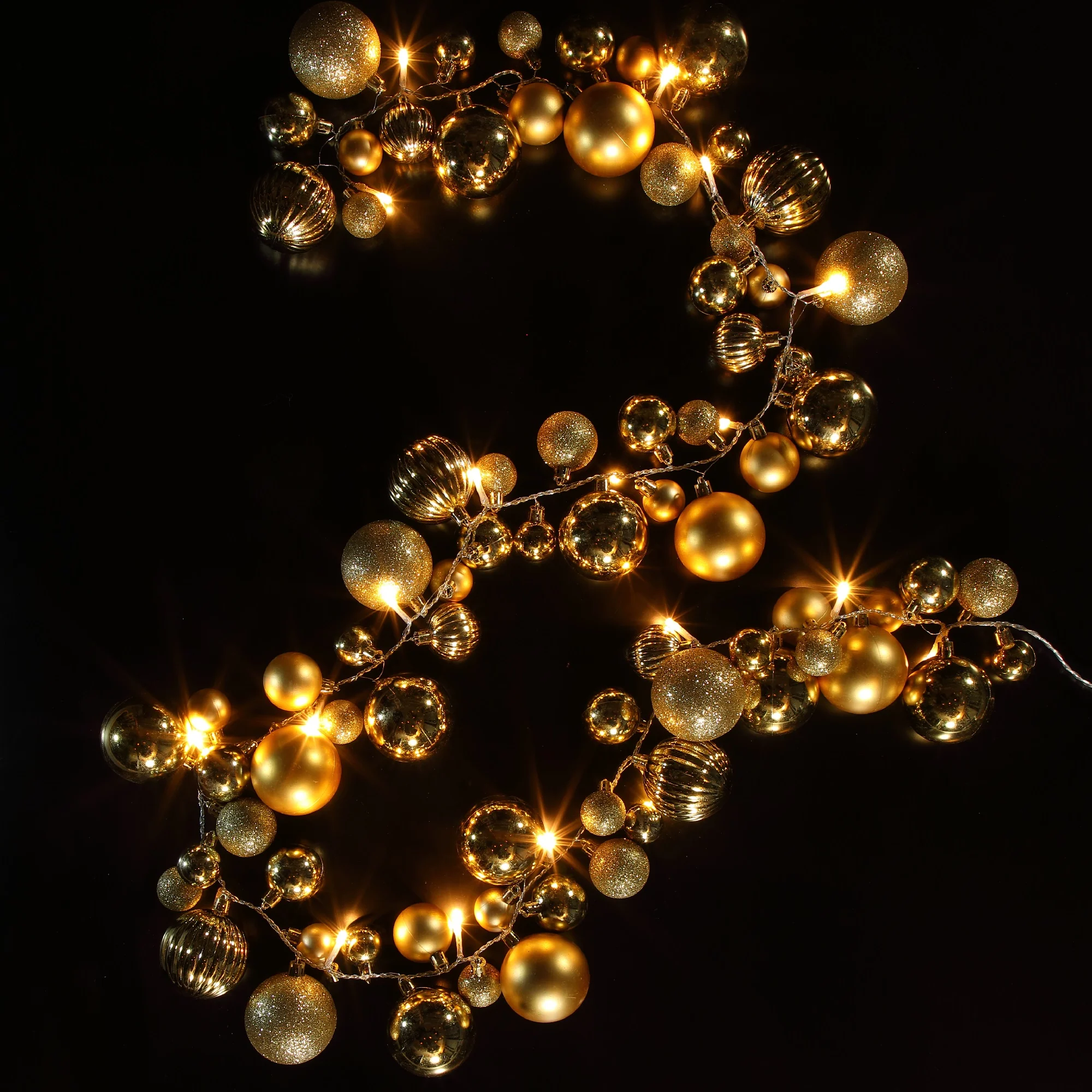 NOMA Gold Bauble Cluster Garland with Warm White LEDs