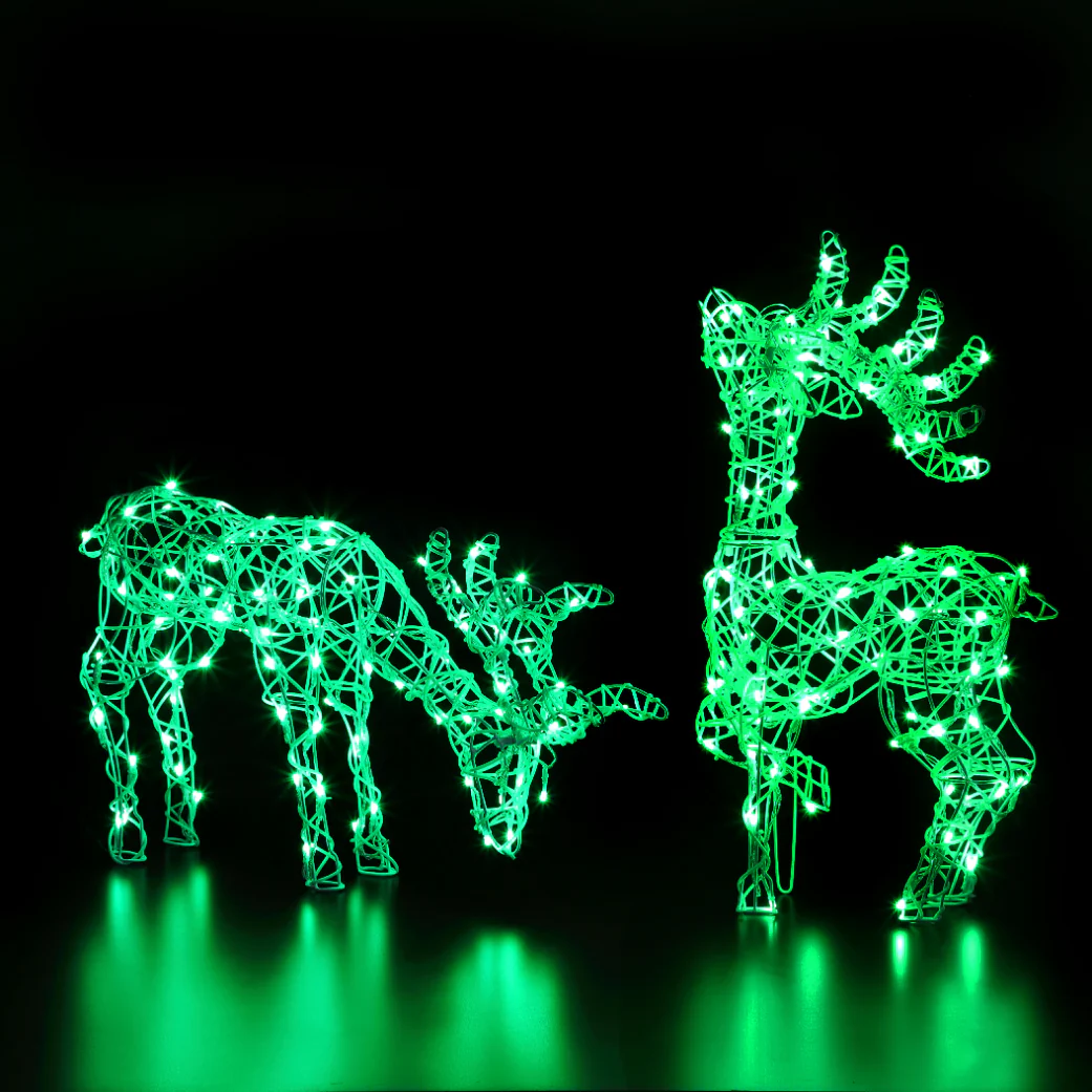 NOMA White Rattan 40cm Tatton Grazing Reindeer with 80 Colour Changeable LEDs & Remote Control - Image 3