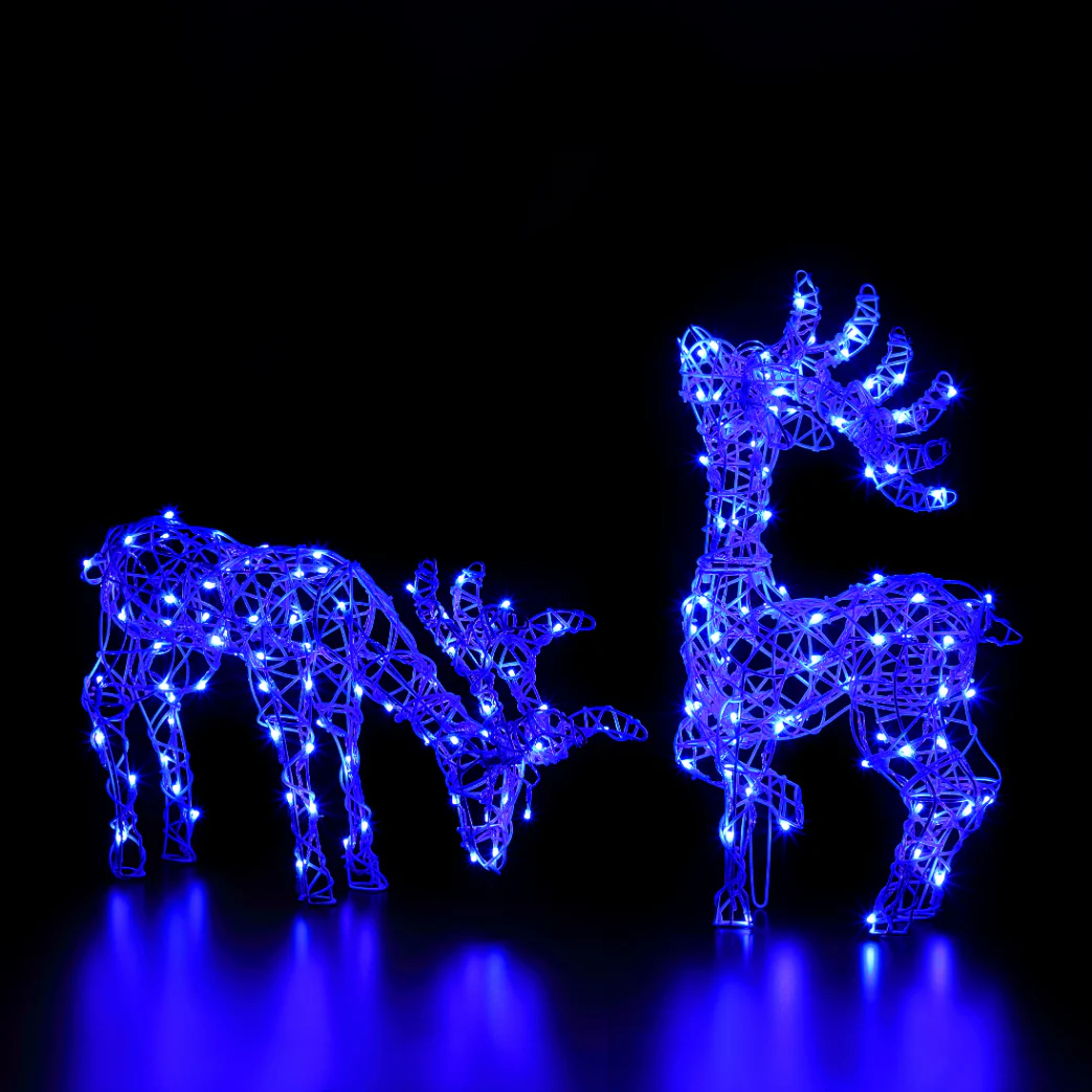 NOMA White Rattan 40cm Tatton Grazing Reindeer with 80 Colour Changeable LEDs & Remote Control - Image 4