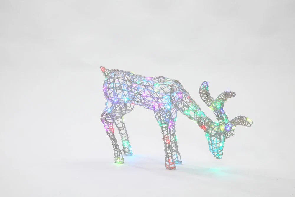 NOMA White Rattan 40cm Tatton Grazing Reindeer with 80 Colour Changeable LEDs & Remote Control - Image 5