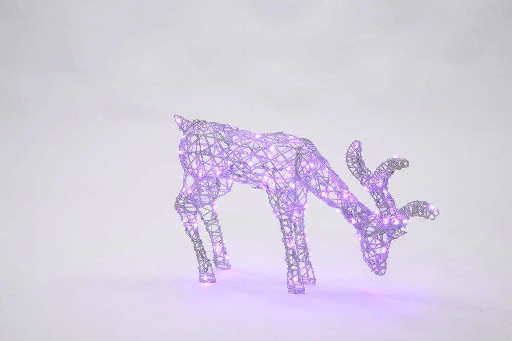 NOMA White Rattan 40cm Tatton Grazing Reindeer with 80 Colour Changeable LEDs & Remote Control - Image 6