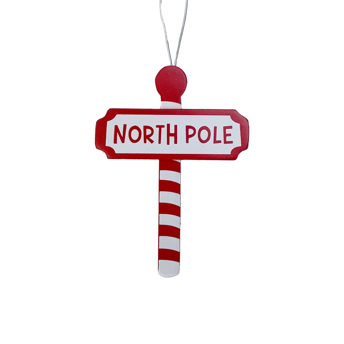 North Pole Wooden Signpost Hanging Decoration - 12cm