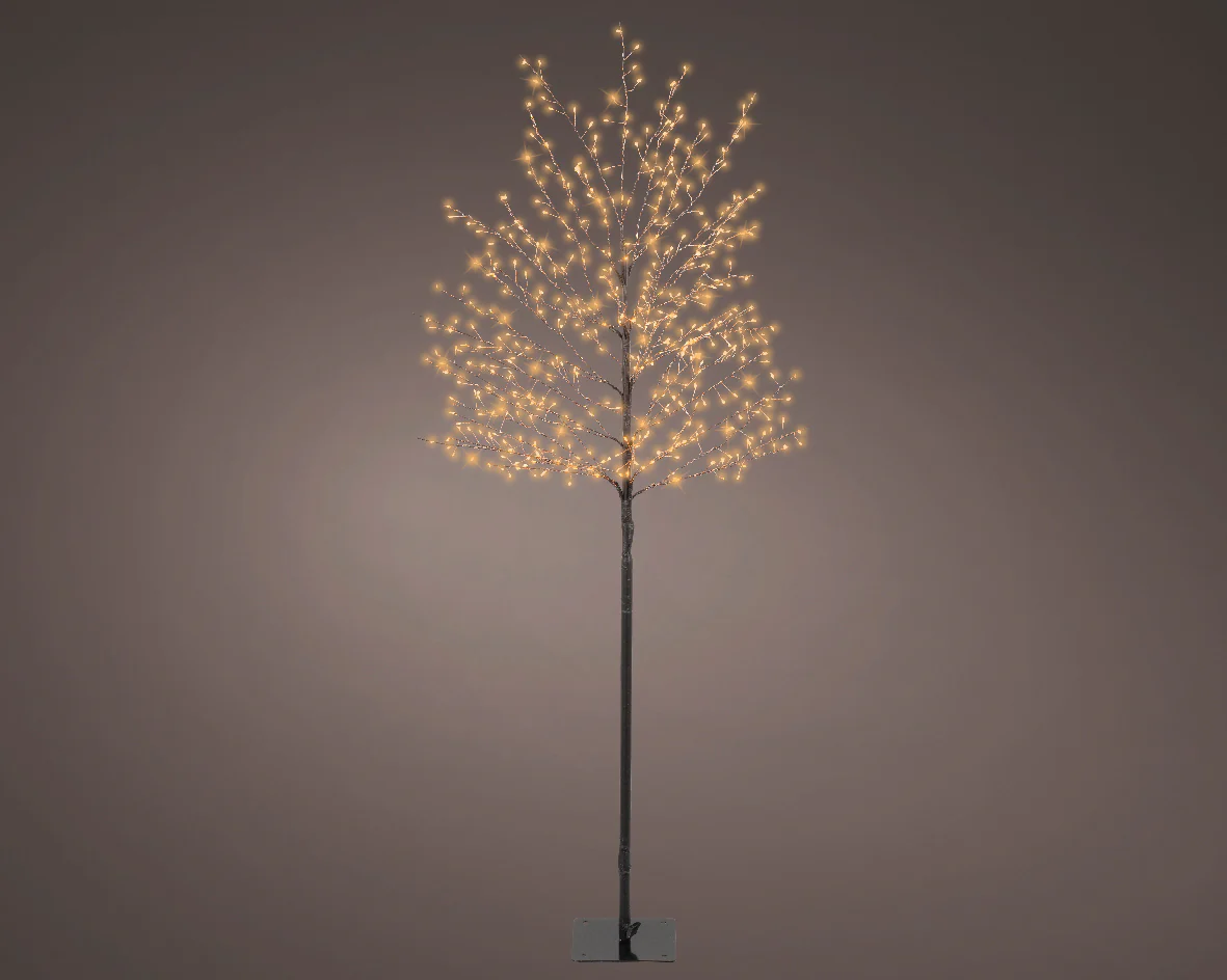 Outdoor Classic Warm Micro Bright LED Black Artificial Twig Tree with 480 Lights - 150cm