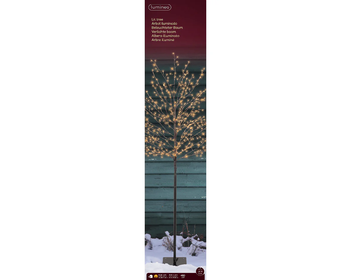 Outdoor Classic Warm Micro Bright LED Black Artificial Twig Tree with 480 Lights - 150cm - Image 3