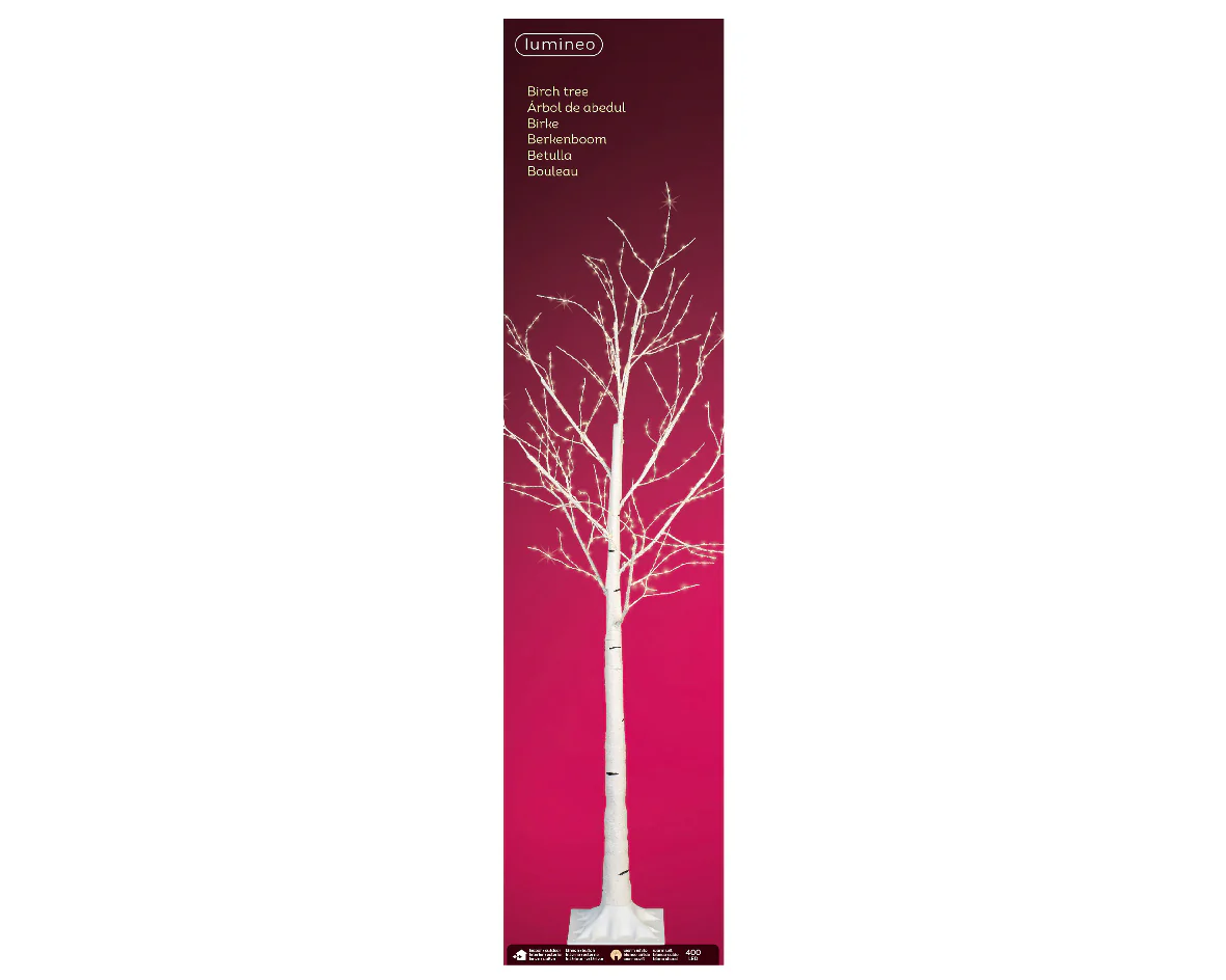 Outdoor Snowy White Birch Tree Decoration with Warm White Micro LEDs - Image 4