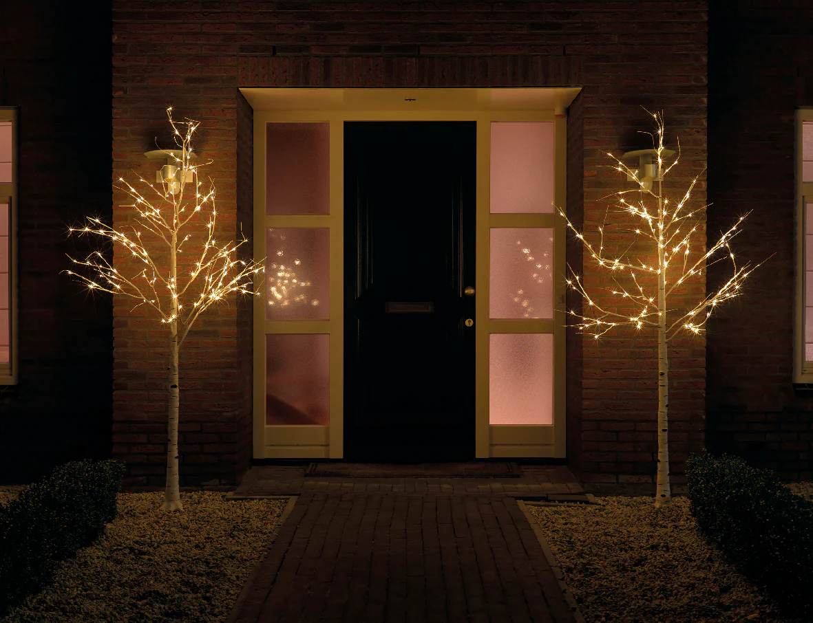Outdoor Snowy White Birch Tree Decoration with Warm White Micro LEDs - Image 5