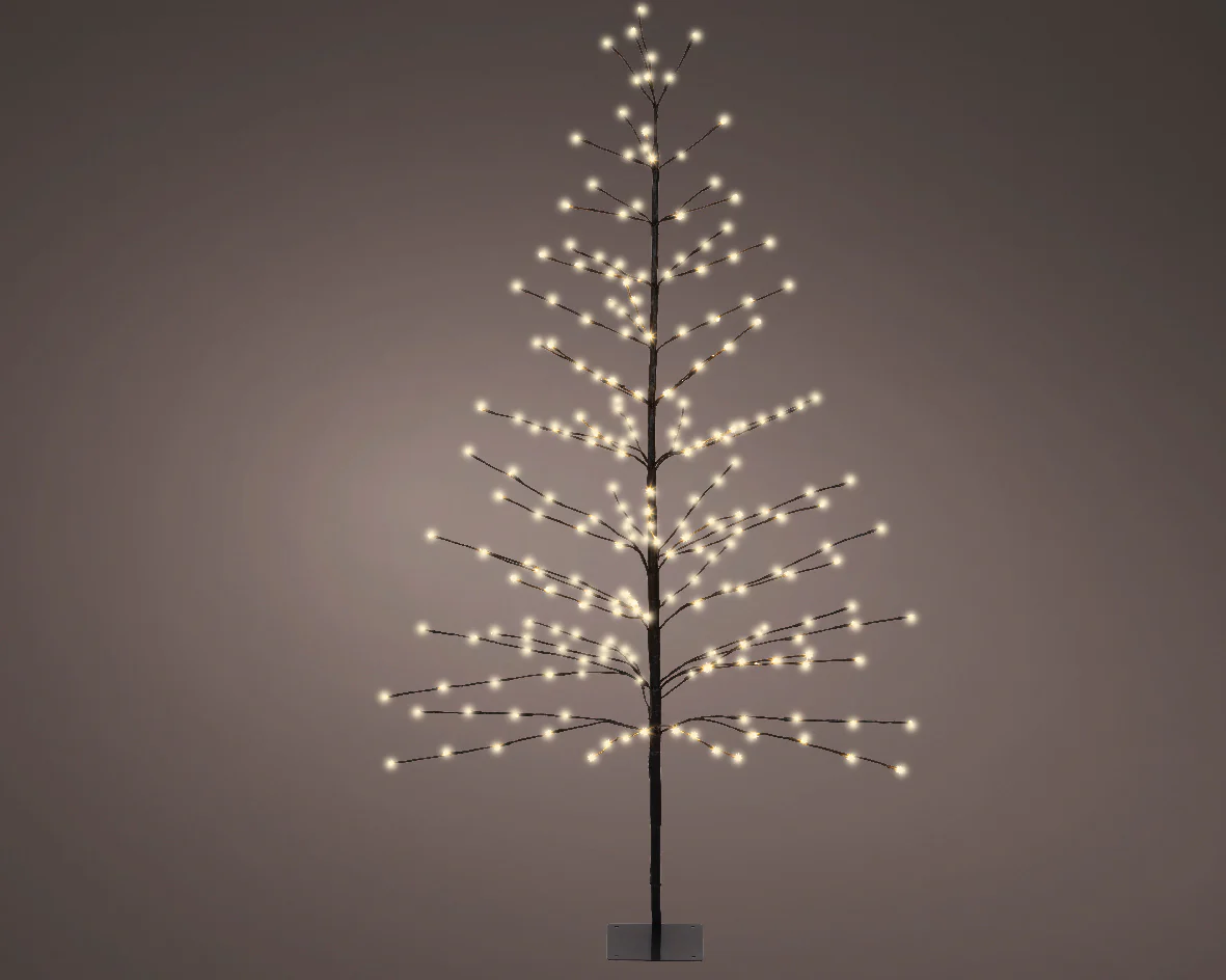 Lumineo Outdoor Warm White LED Black Artificial Twig Tree with 232 Lights - 180cm
