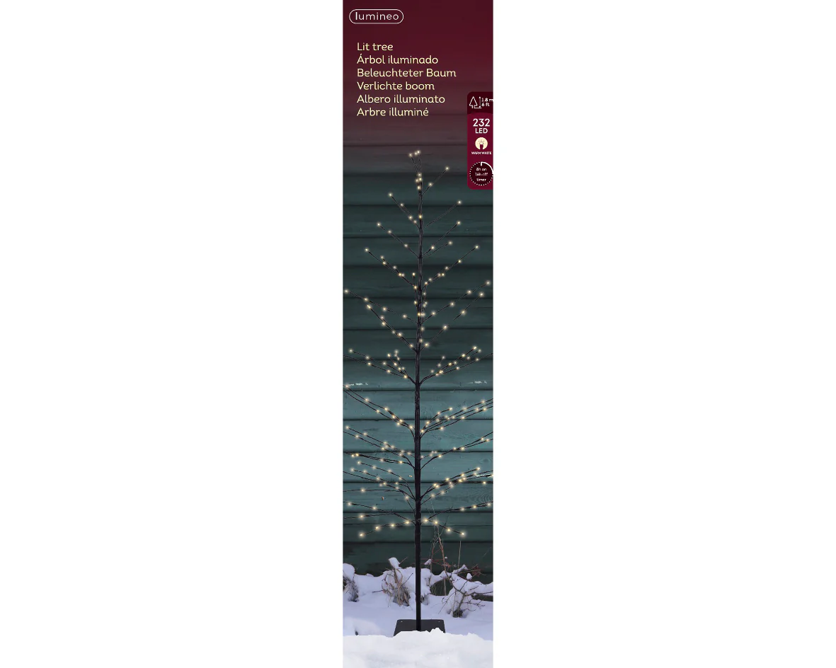 Lumineo Outdoor Warm White LED Black Artificial Twig Tree with 232 Lights - 180cm - Image 2