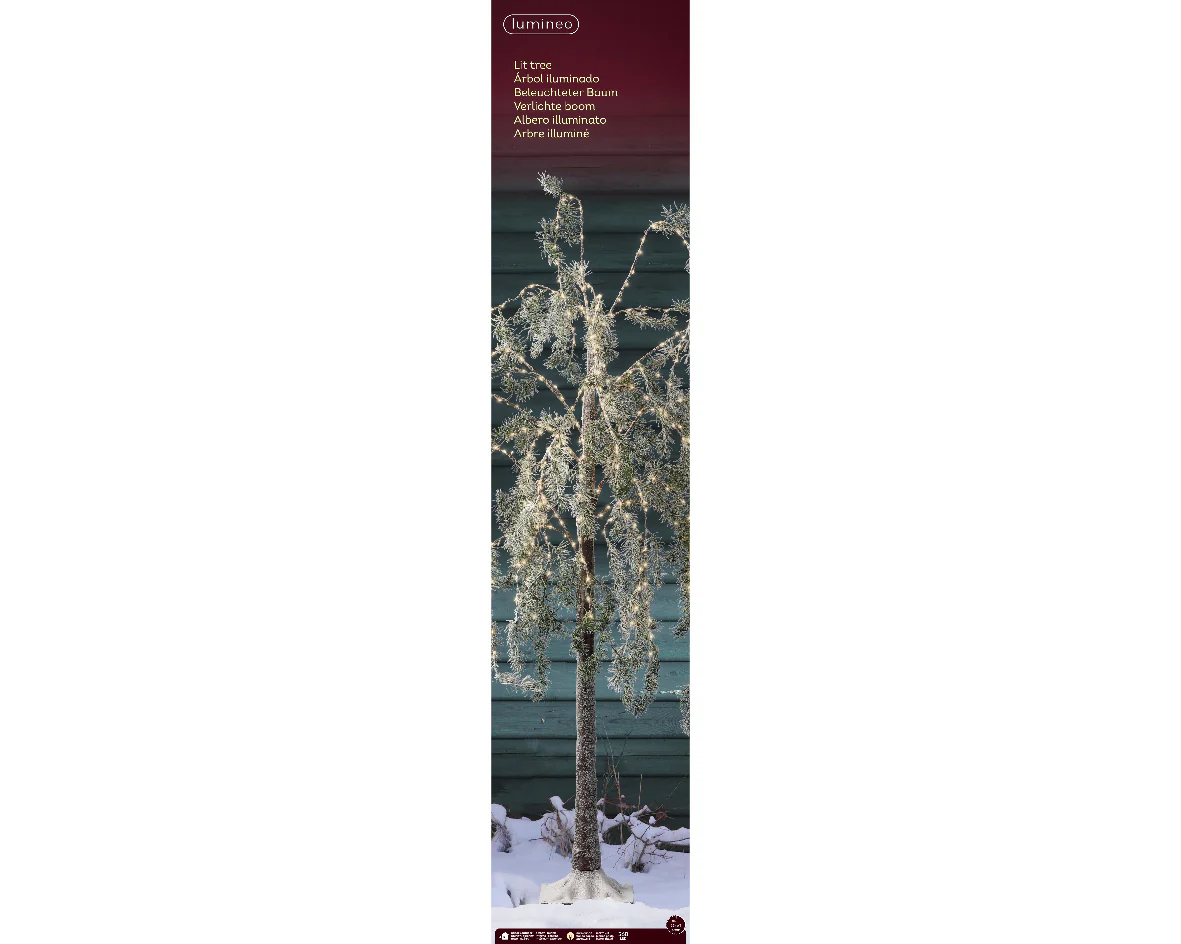 Outdoor Warm White Micro LED Green Snowy Effect Artificial Twig Tree - 150cm - Image 2