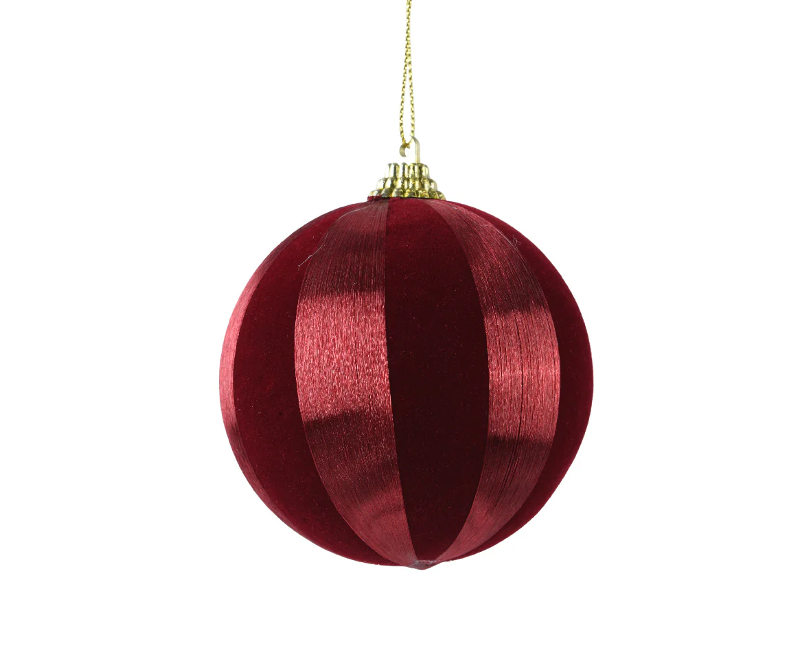 Oxblood Foam Bauble with Thread Stripes