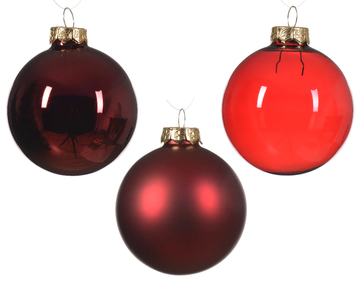 Oxblood Red Glass Baubles - Set of 21 - Image 2