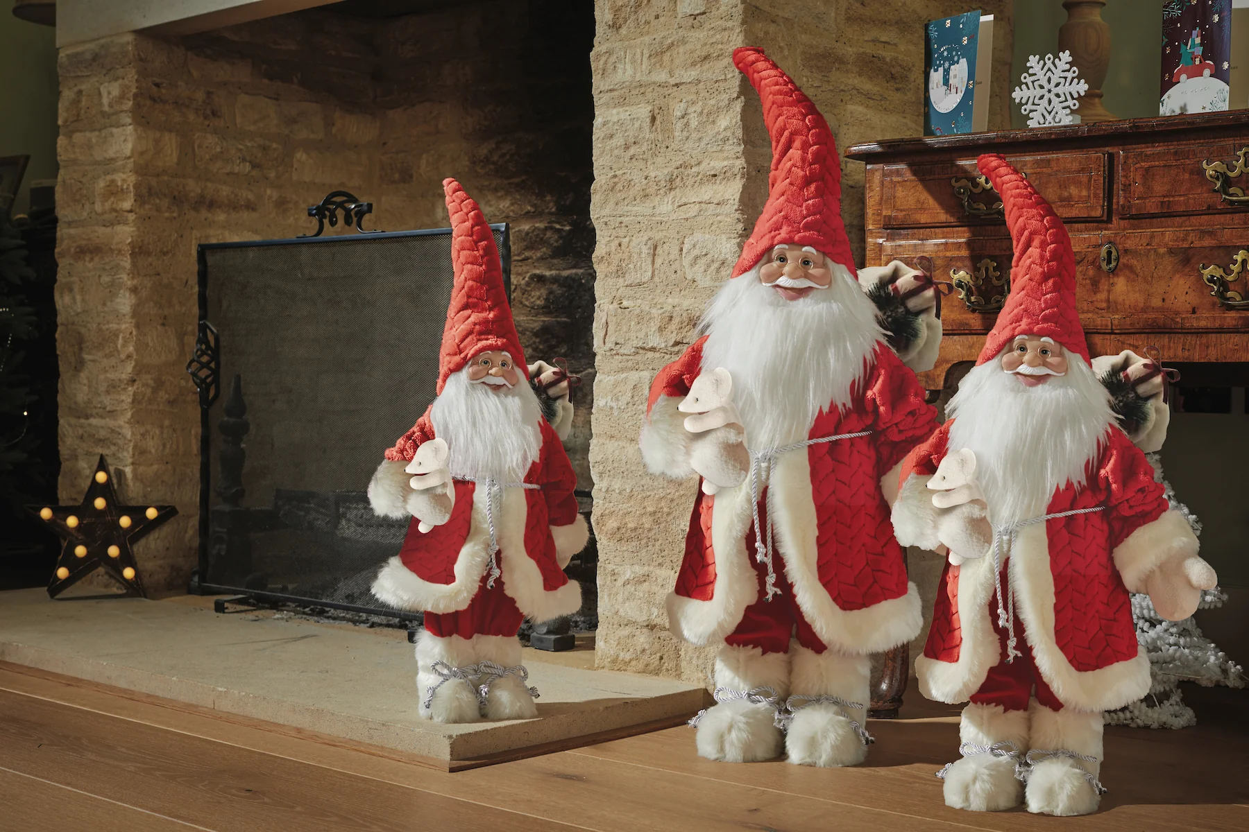 Papa Noel Christmas Red Soft Furry Santa Figure / Figurine