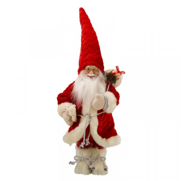 Papa Noel Christmas Red Soft Furry Santa Figure / Figurine - Image 3