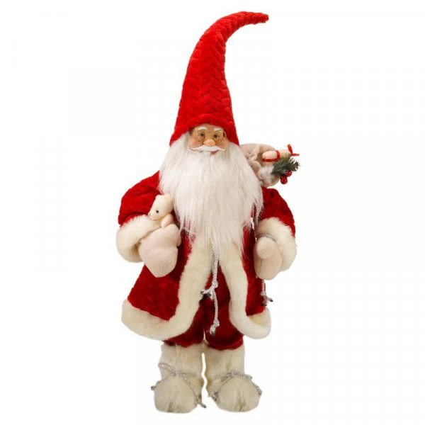 Papa Noel Christmas Red Soft Furry Santa Figure / Figurine - Image 4