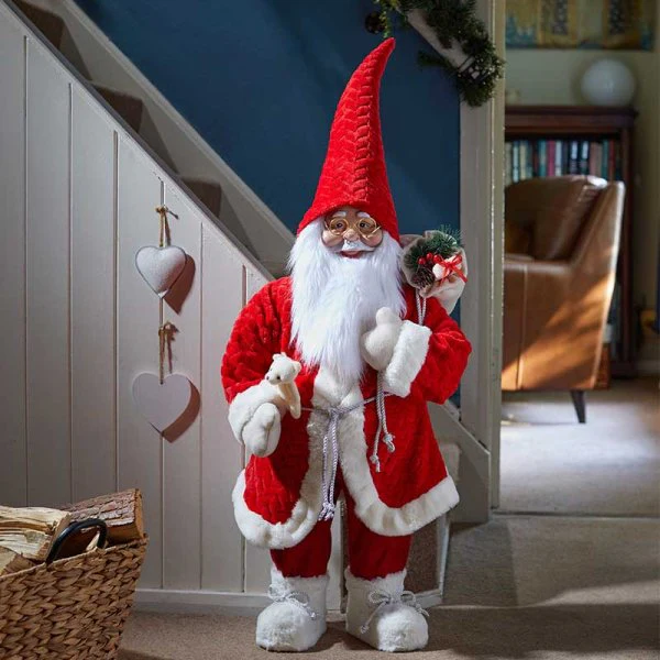 Papa Noel Christmas Red Soft Furry Santa Figure / Figurine - Image 5