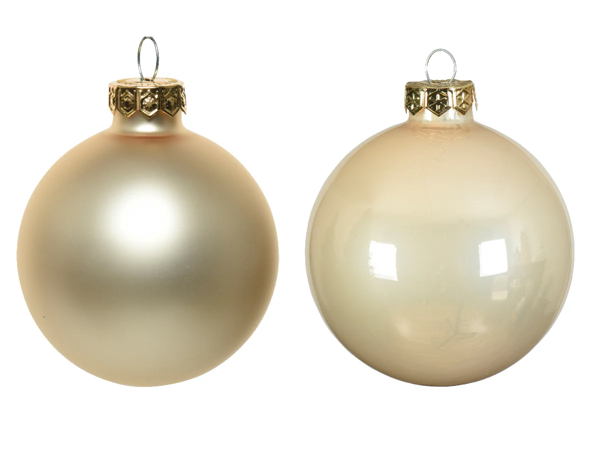Pearl Mixed Matt and Shiny 8cm Glass Baubles - Tube of 6 - Image 3