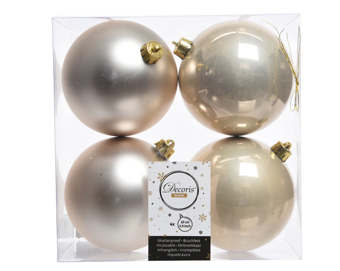 Pearl Shatterproof Shiny Baubles - Box of 4