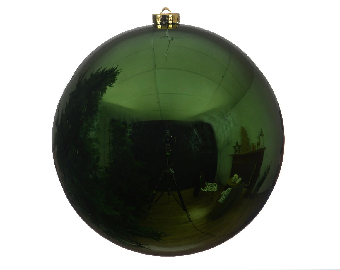 Pine Green Large Shatterproof Shiny Bauble - 14cm