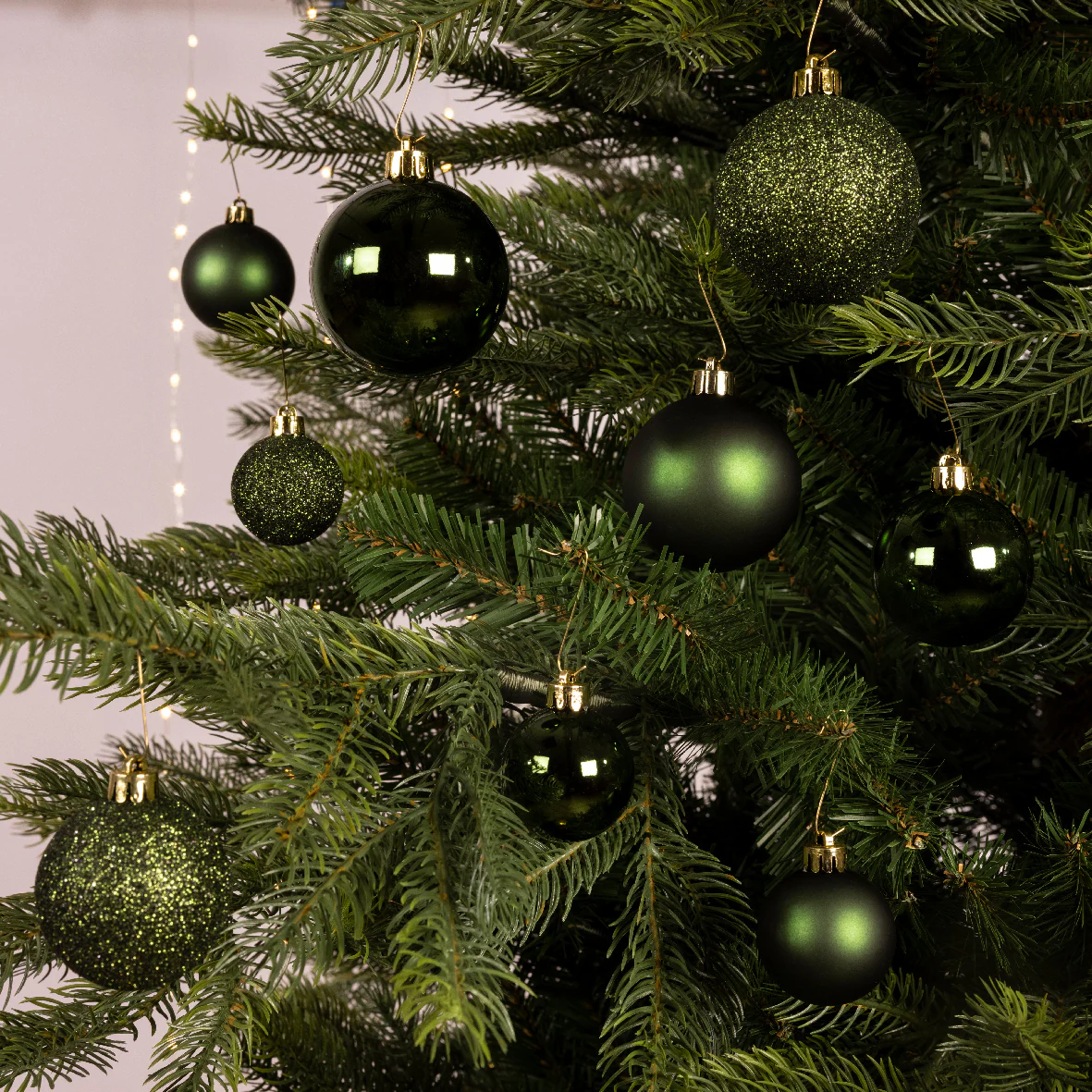 Pine Green Shatterproof Assorted Sized Christmas Baubles - Tube of 30 - Image 2