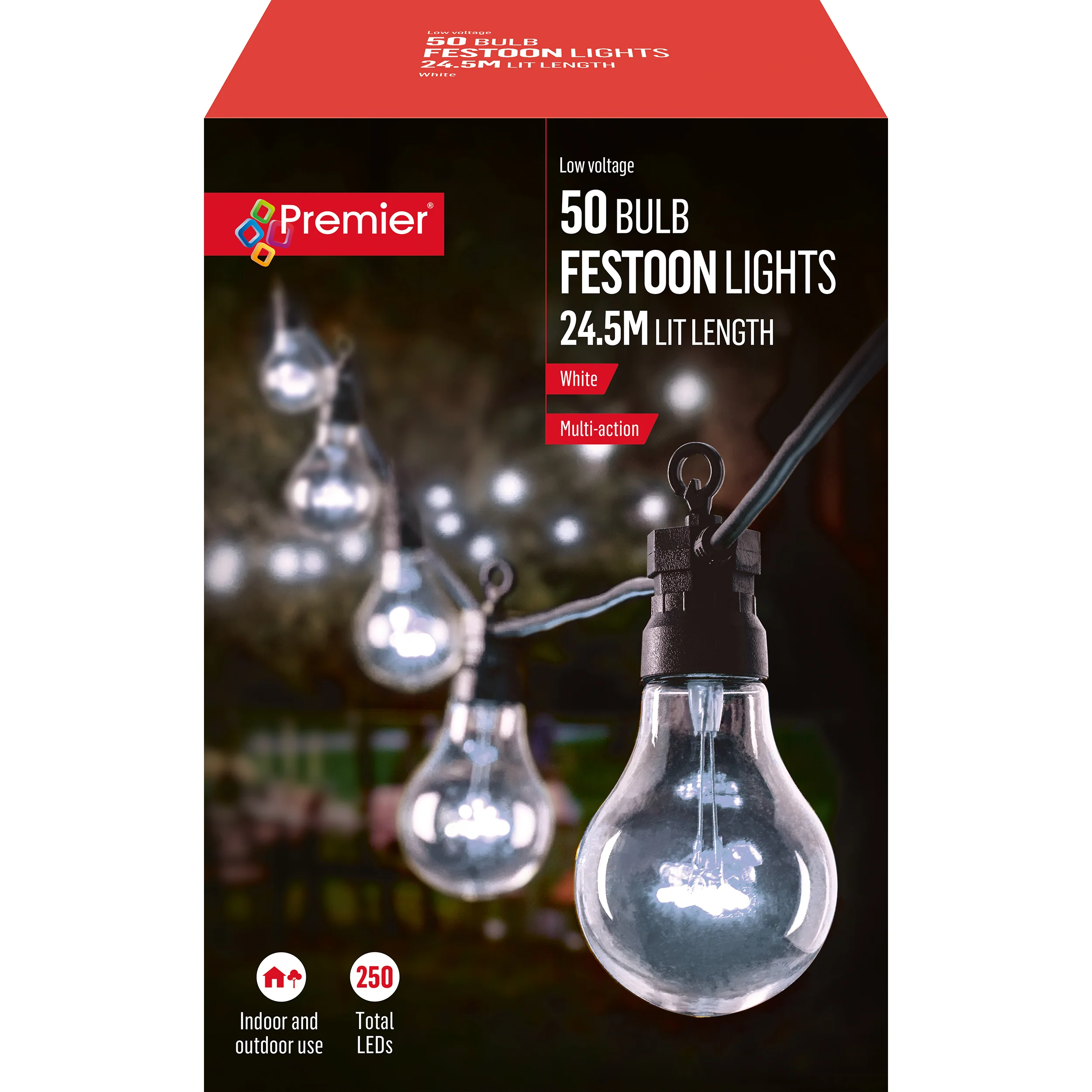 Premier - Festoon Bulb Style Outdoor Party Lights - Extra Large Set of 50
