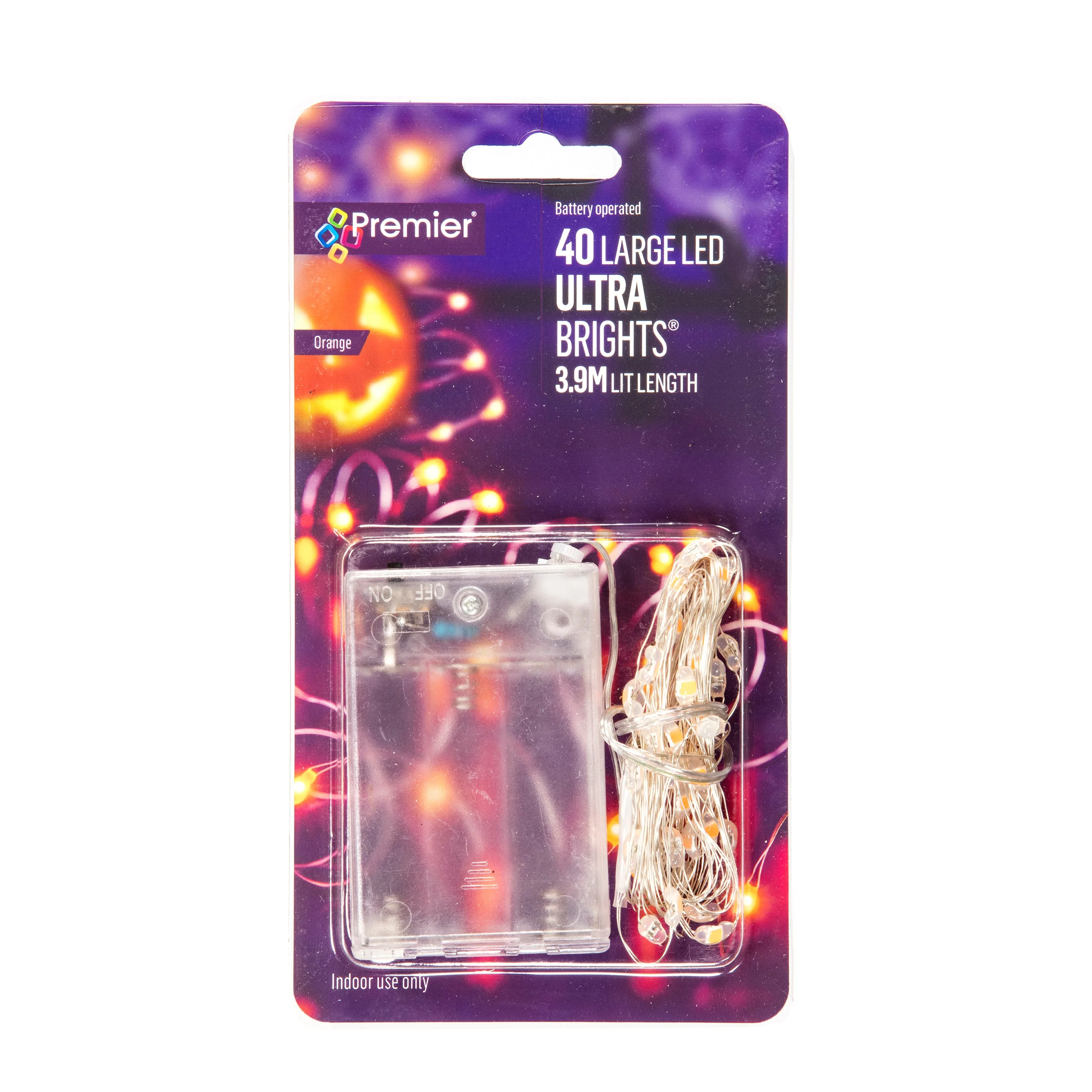 Premier Halloween Orange UltraBright LED Battery Lights - Set of 40