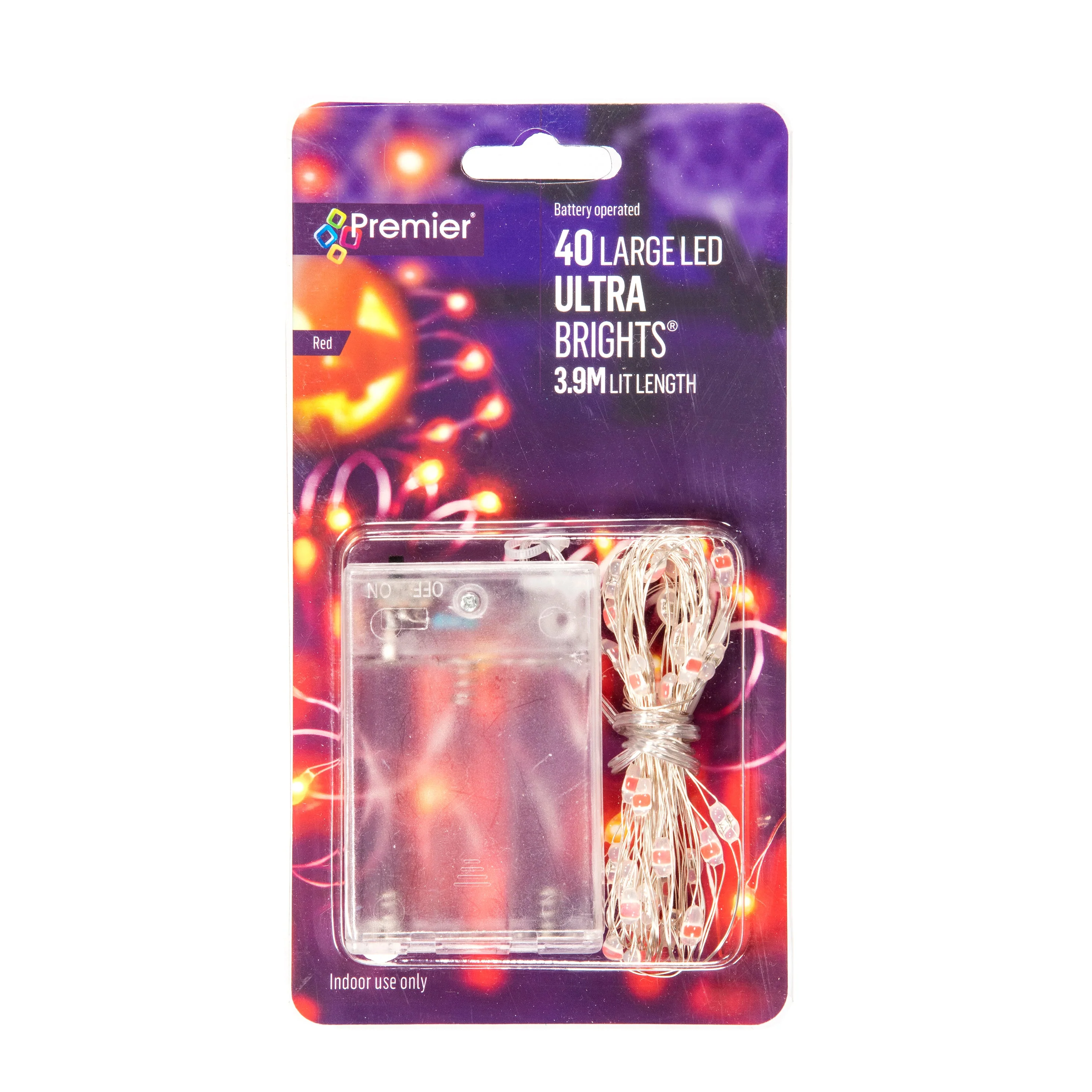Premier Halloween Red UltraBright LED Battery Lights - Set of 40