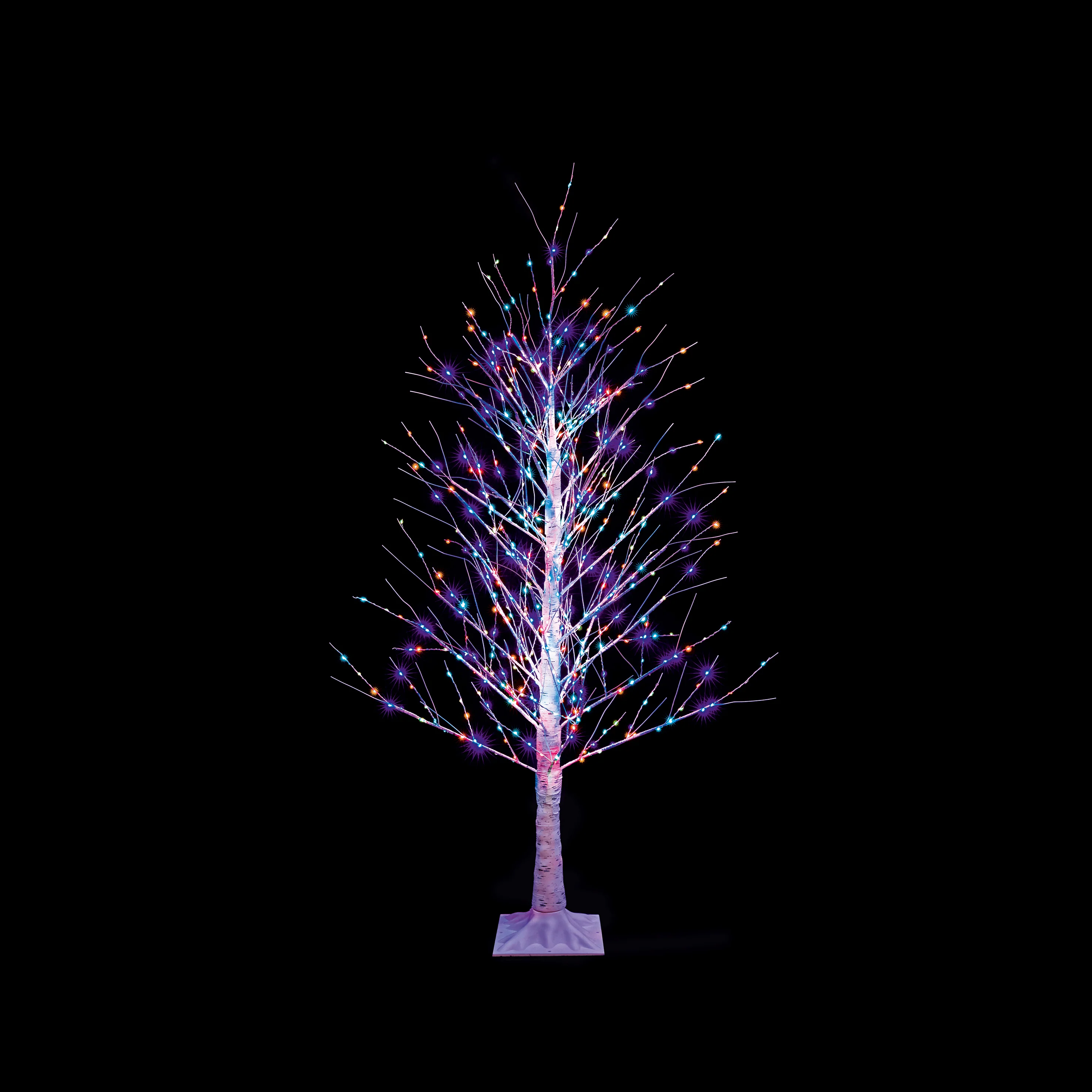 Premier Twinkle Birch Twig Tree Light Up with 300 Rainbow LEDs - 120cm