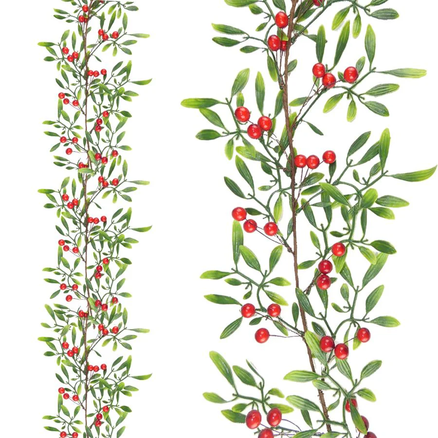 Red Berry & Green Leaf Foliage Garland - 1.5m
