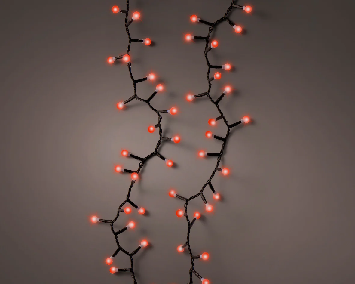 Lumineo Red LED Cherry Compact Twinkle Outdoor Lights with 11m Black Cable - 500 LEDs