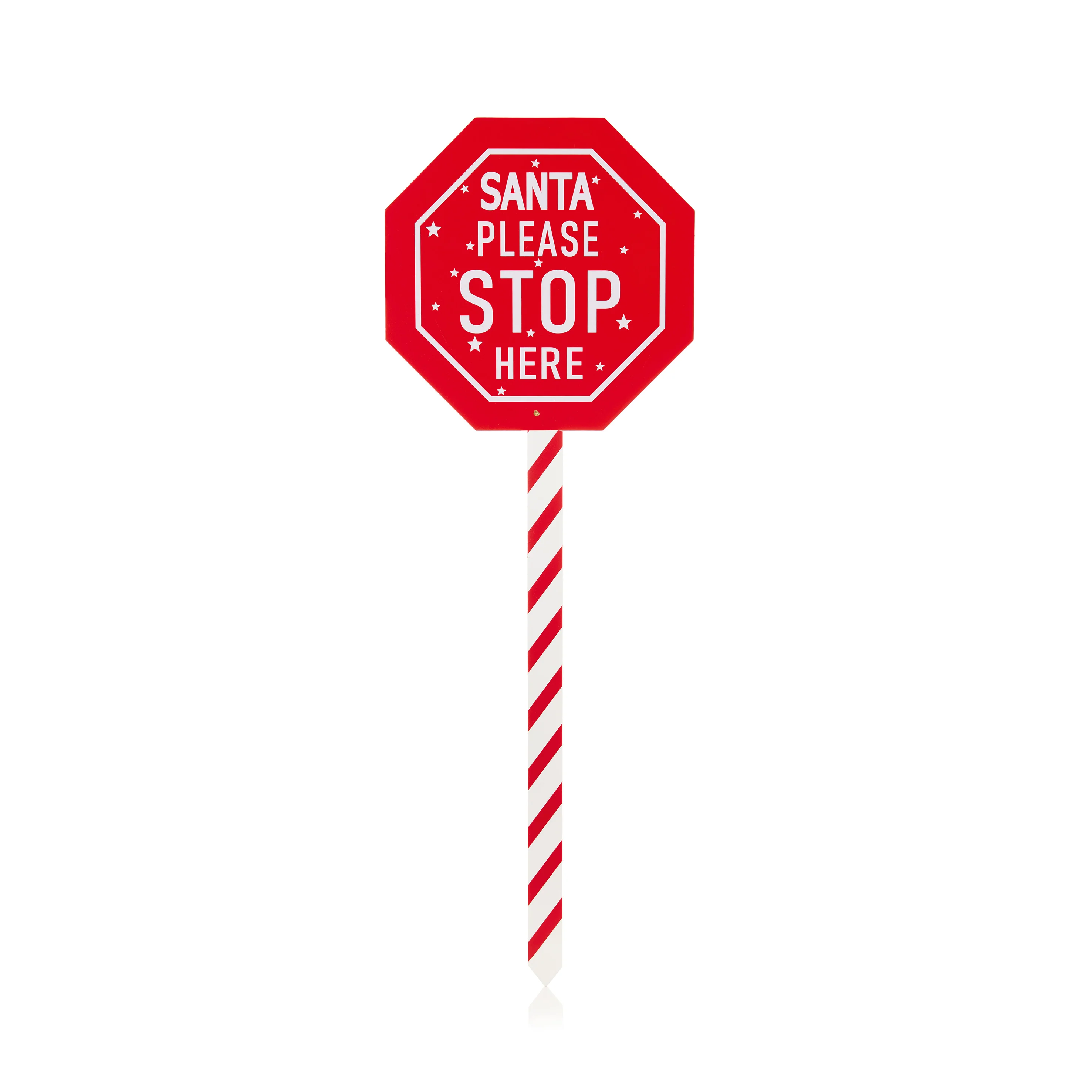 Red & White Santa Stop Here Wooden Sign - 90cm