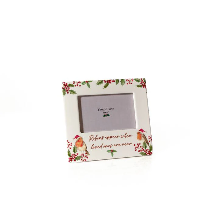 Robins Appear Raised Design Ceramic Photo Frame With Gold Detail - Image 2