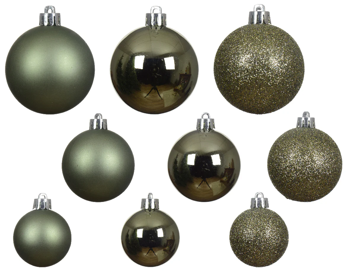 Rosemary Green Shatterproof Bauble Mix - Tube of 30 - Image 2