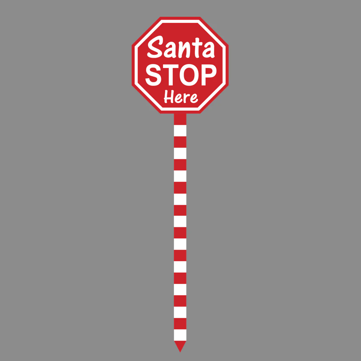 Santa Stop Here Red and White Candy Cane Yard Stick