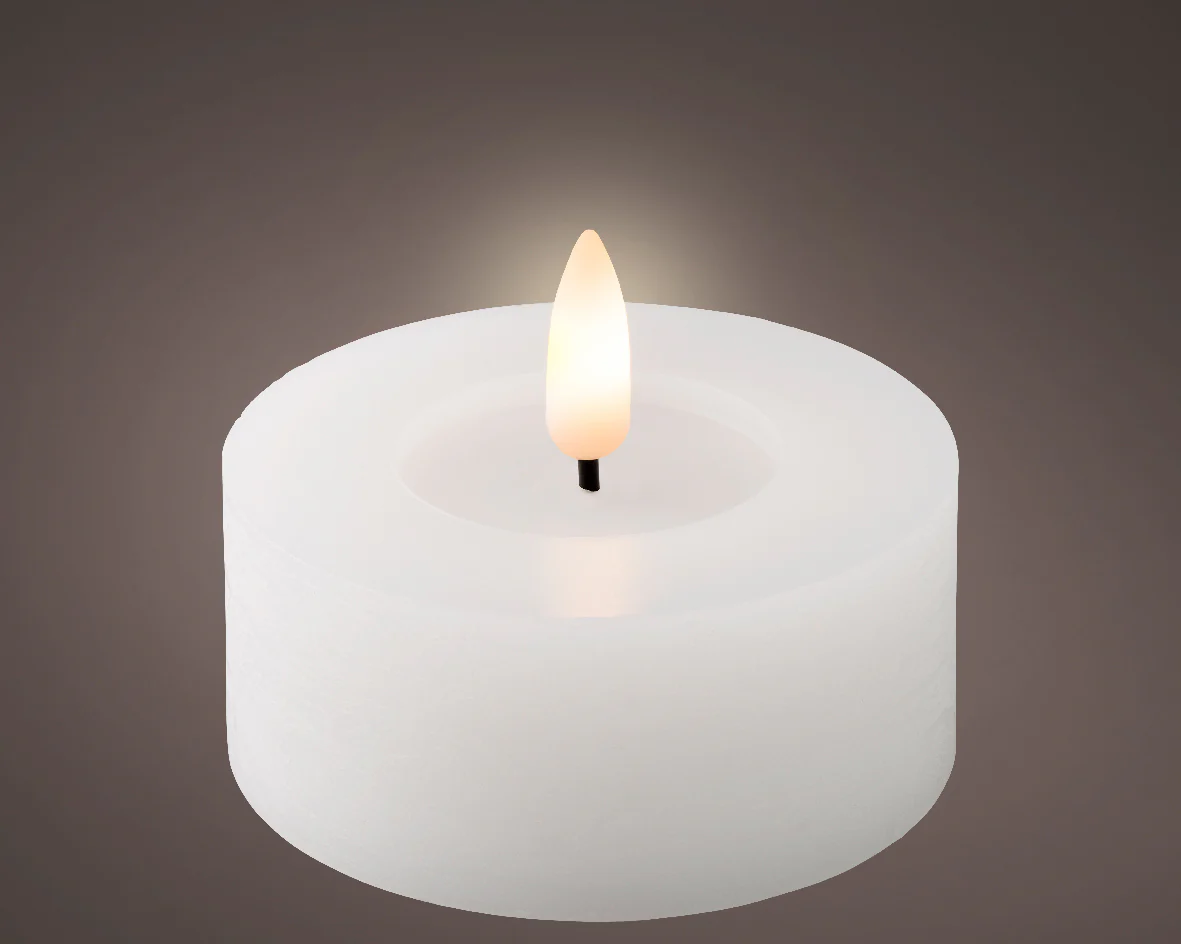 Set of 2 White LED Wax Wick Tealight Candle - Real Flame Effect Technology