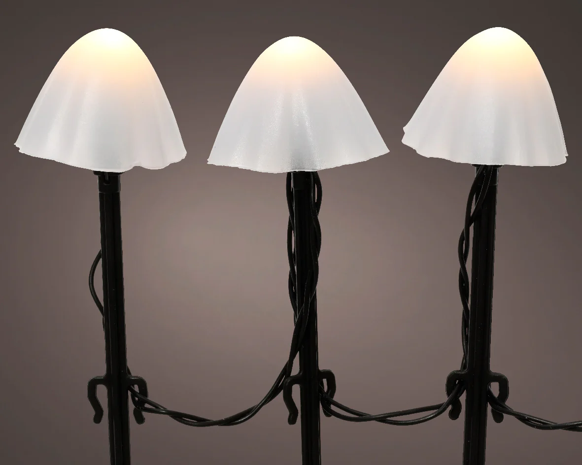 Set of 20 Battery Operated Warm White LED Mushroom Stake Lights - Outdoor - Image 2