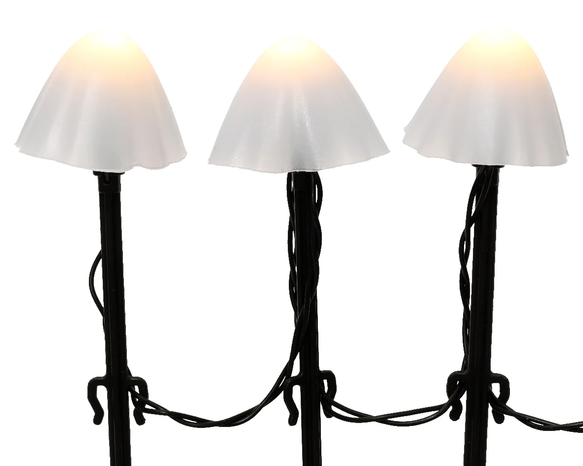 Set of 20 Battery Operated Warm White LED Mushroom Stake Lights - Outdoor - Image 3