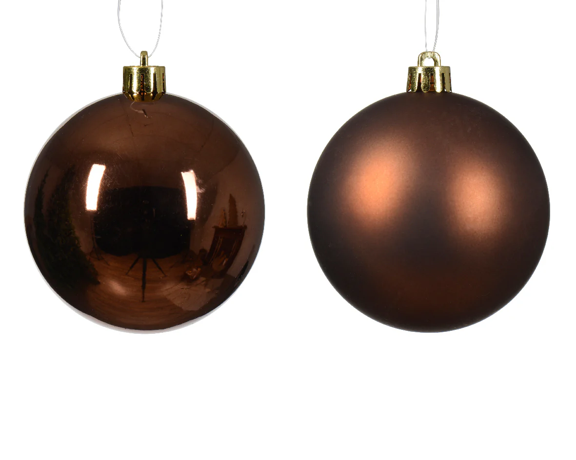 Set of 6 Shatterproof Matt and Shiny Espresso Shatterproof Baubles - Image 2