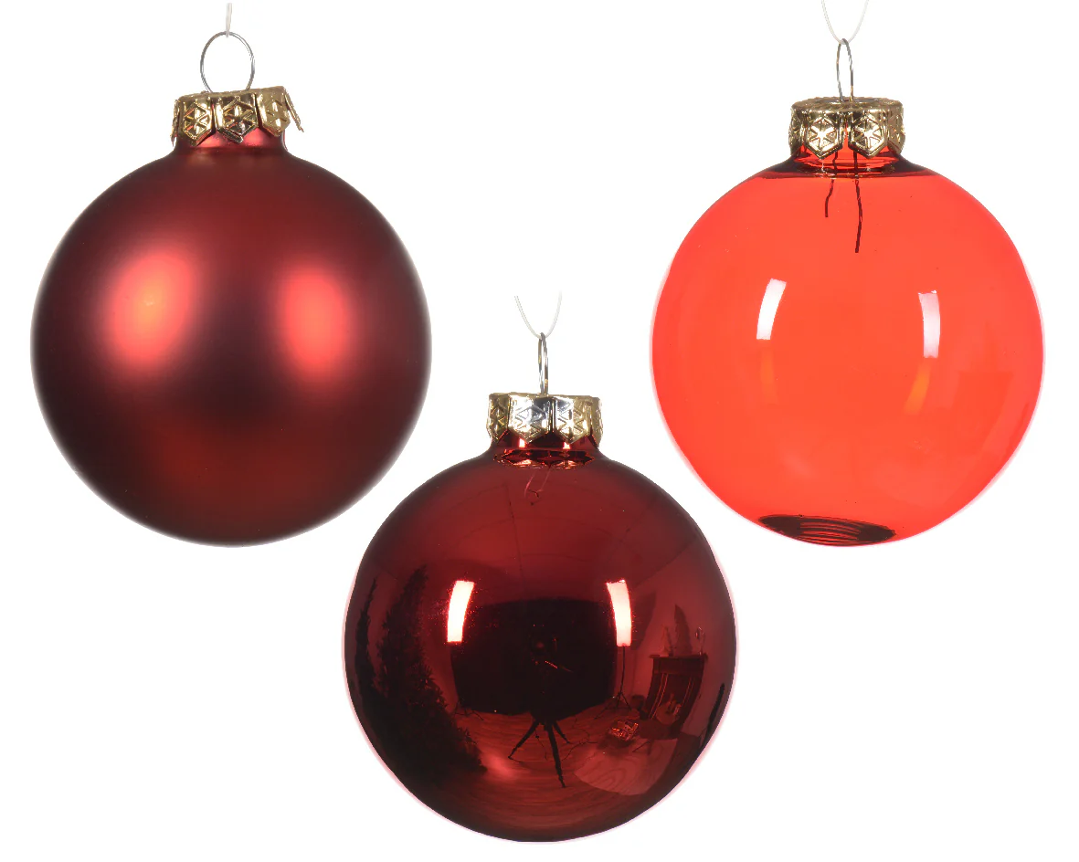 Christmas Red Glass Baubles - Set of 21 - Image 2