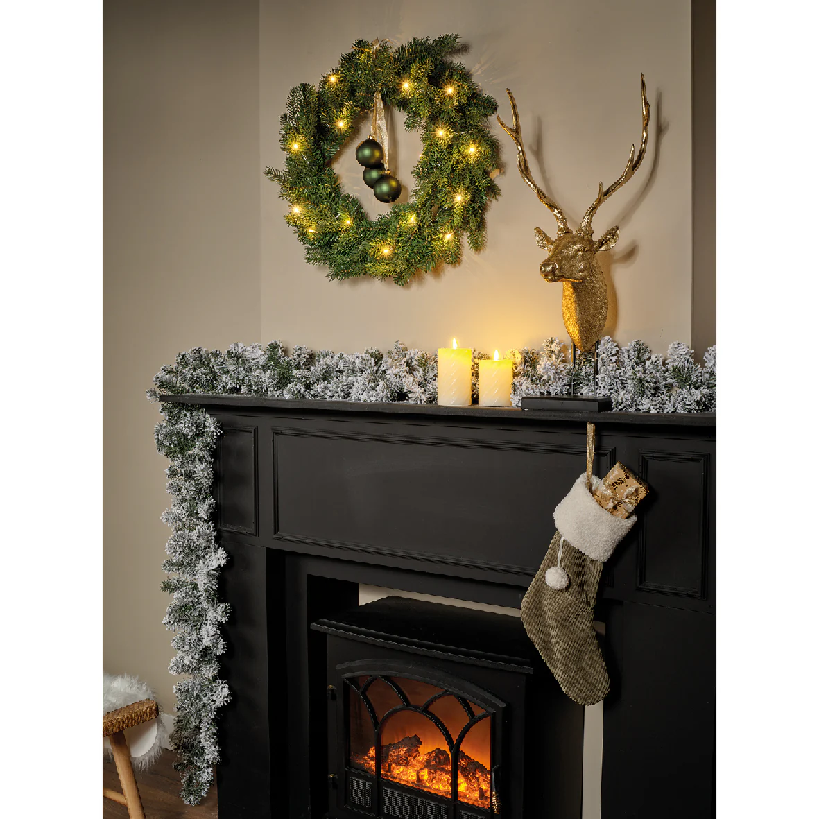 Snowy Imperial Pre-Lit Christmas Garland with Lights - 25(D) x 270cm - Image 2