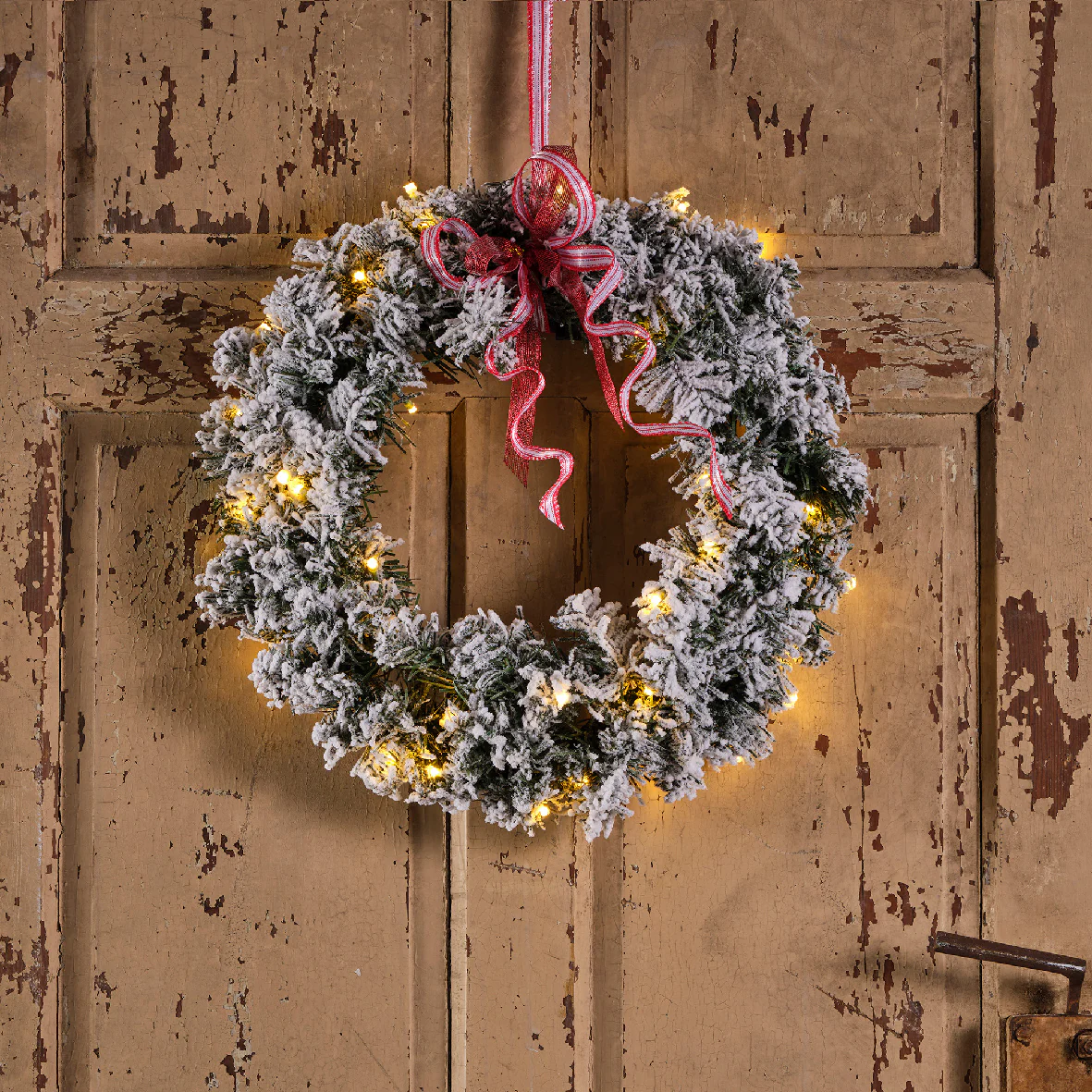 Snowy Imperial Pre-Lit Wreath with Battery-Operated Lights - Image 2