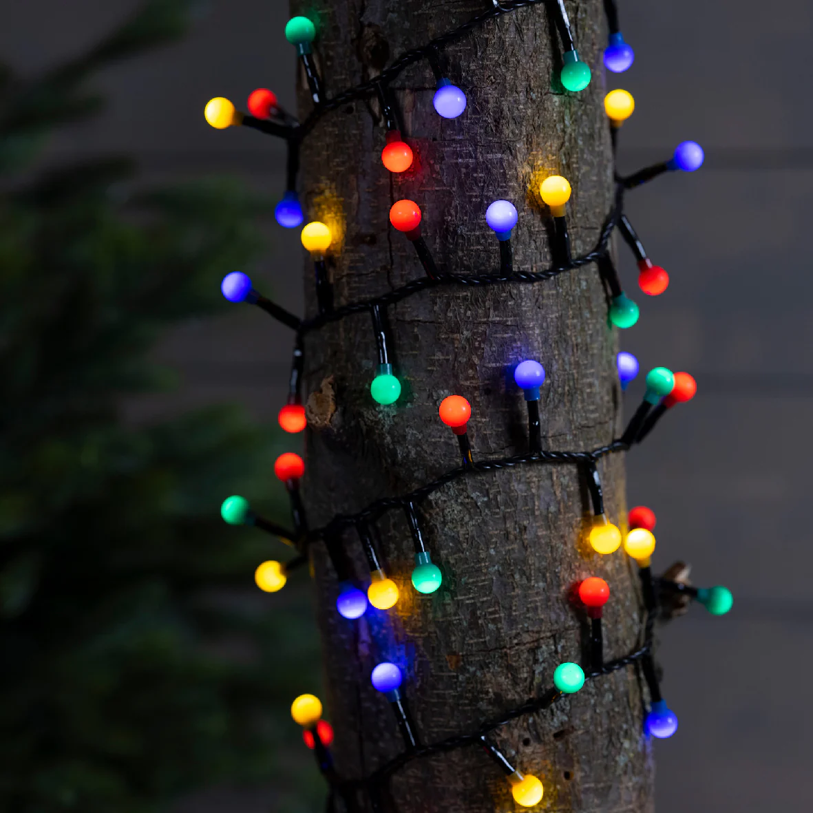 Soft Multicoloured LED Cherry Compact Twinkle Outdoor Lights with 11m Black Cable - 500 LEDs - Image 2