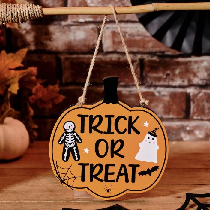 Spooktacular Halloween Reversible Trick/ Out Of Treats Wooden Hanger - Image 3