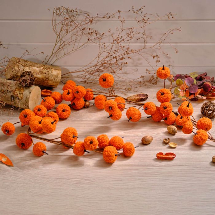 Pumpkin Burnt Orange Shearling Fabric Garland - Image 3