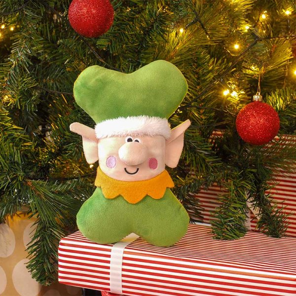 Squeaky ElfBone Christmas Dog Toy