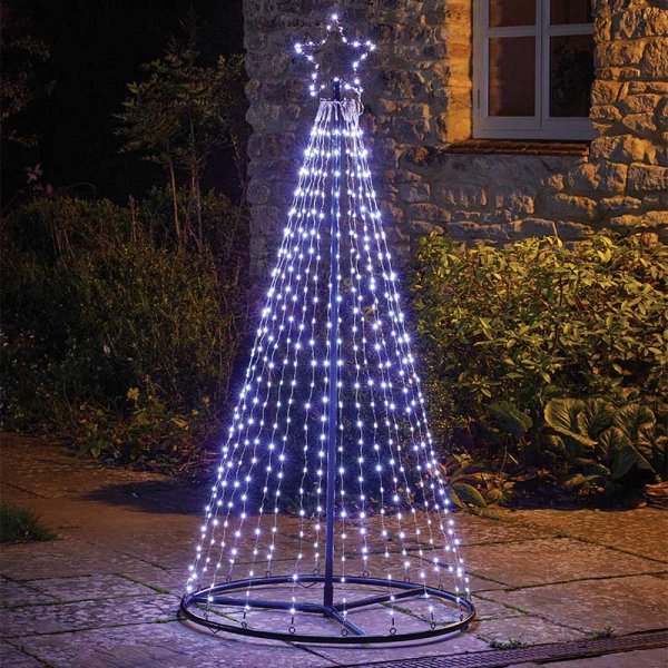 Three Kings - 1.5m LED Light up Outdoor TwinkleTree - Dual Warm & Cool White