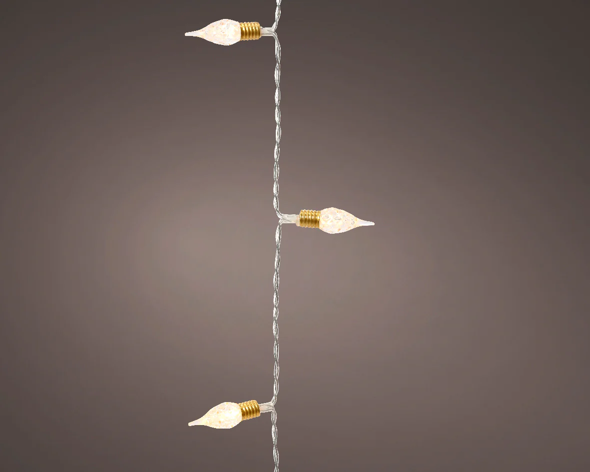 Warm White LED Battery Operated Twinkle Vintage Lights with Transparent Cable - 50 LEDs - Image 3