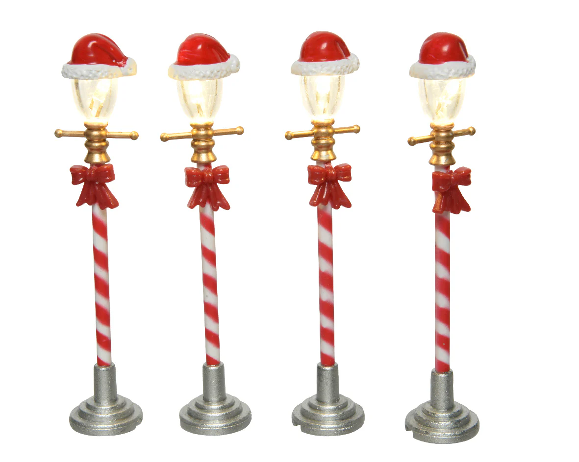 Warm White LED Candy Cane Street Light Battery Operated Christmas Village Scenery
