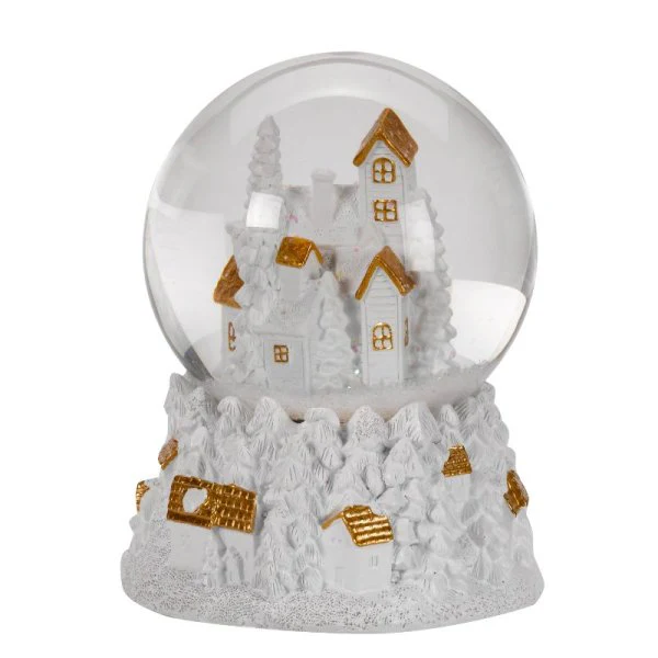 White & Gold Fantasy Forest Musical Light Up SnowSphere Snow Globe - 12cm - Image 2