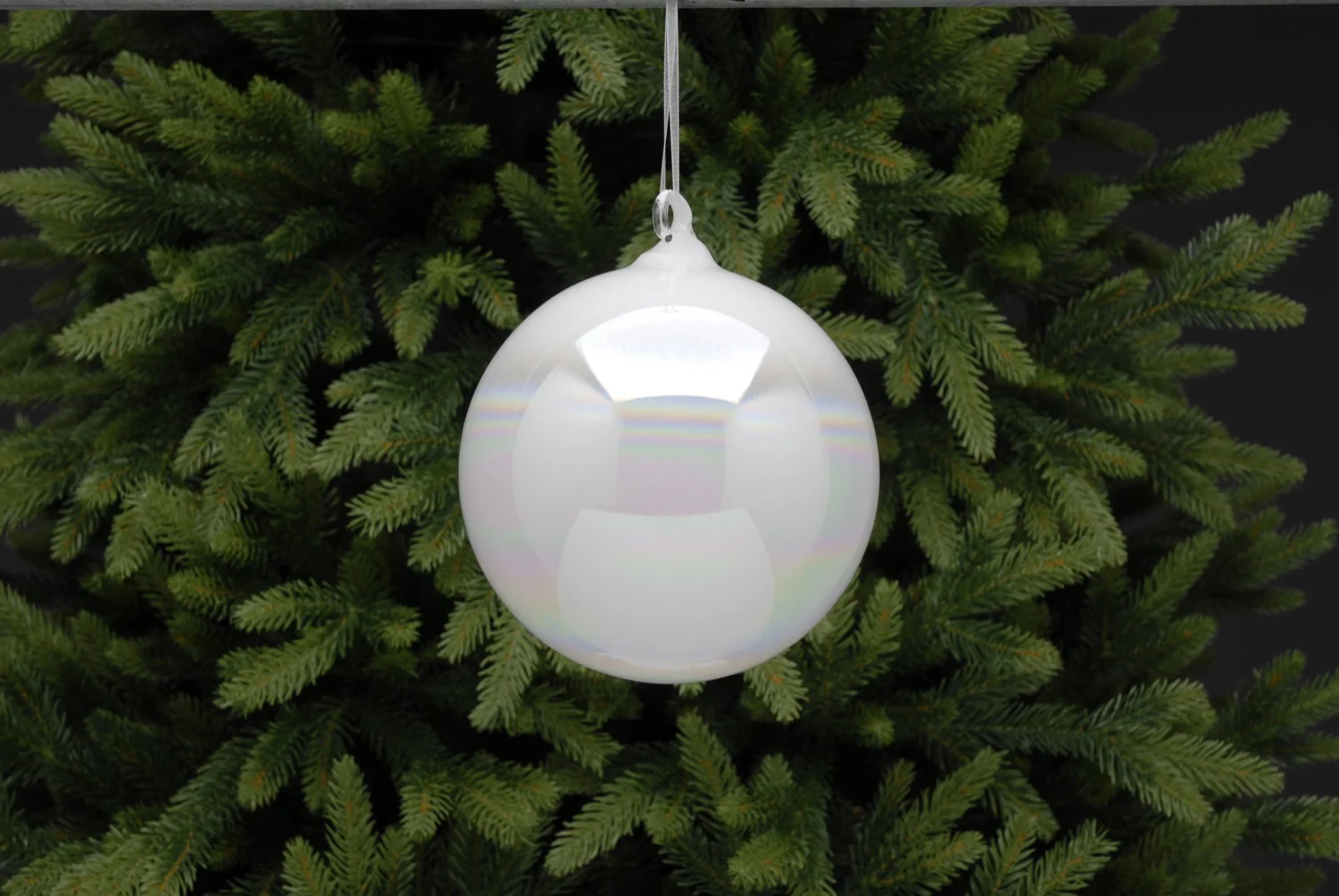 White Holographic Glass Ball Bauble- 12cm